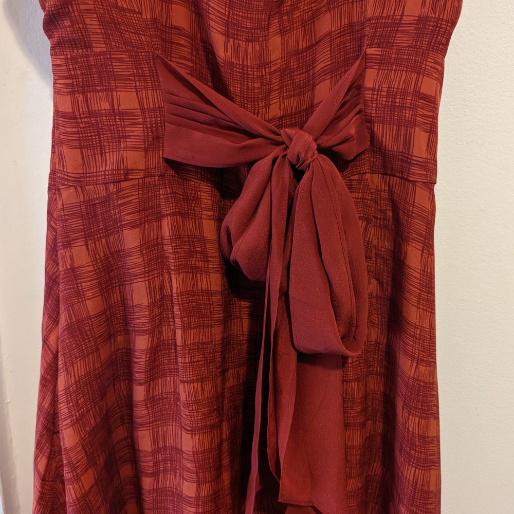 Anthropologie Girls from Savoy Burnt Orange Printed Silk Dress - Picture 8 of 8